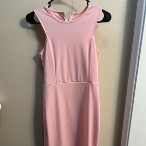 Baby pink fitted midi dress